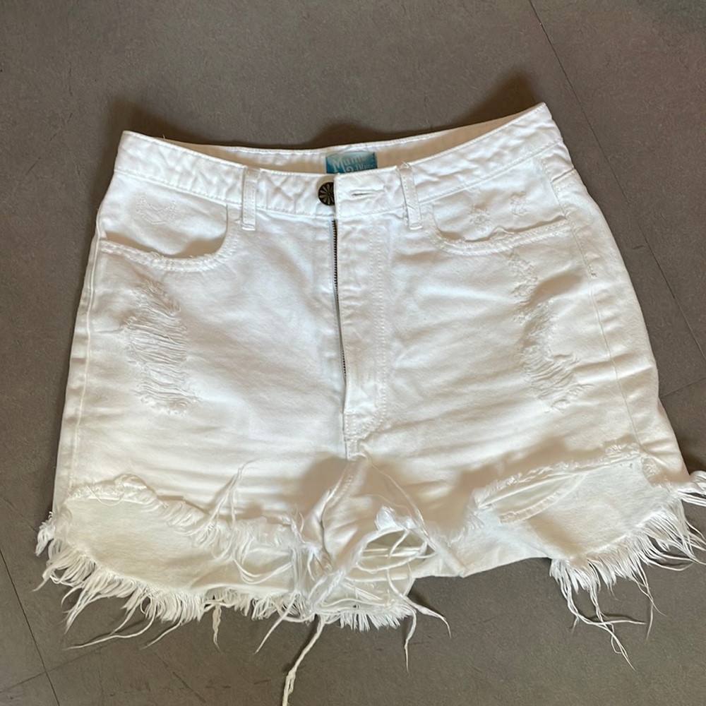 White denim shorts